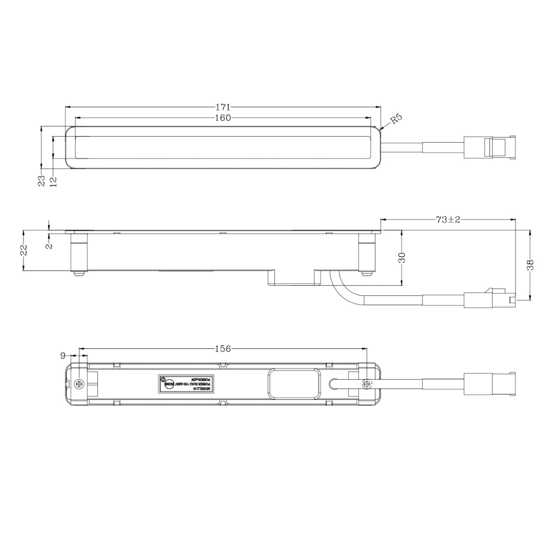 220V Square Range Hood LED Light EDEG12